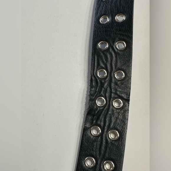 Brandy Melville Belt Black Faux Leather Double Holes One Size Silver Buckle - Picture 7 of 15